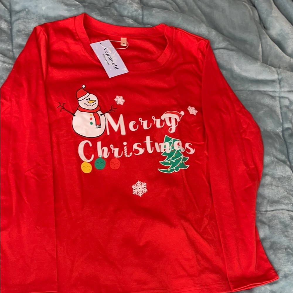 Red Merry Christmas Long Sleeve Tee